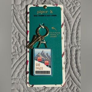 Piper K Gold and Multicolor Ski Pass Key Holder